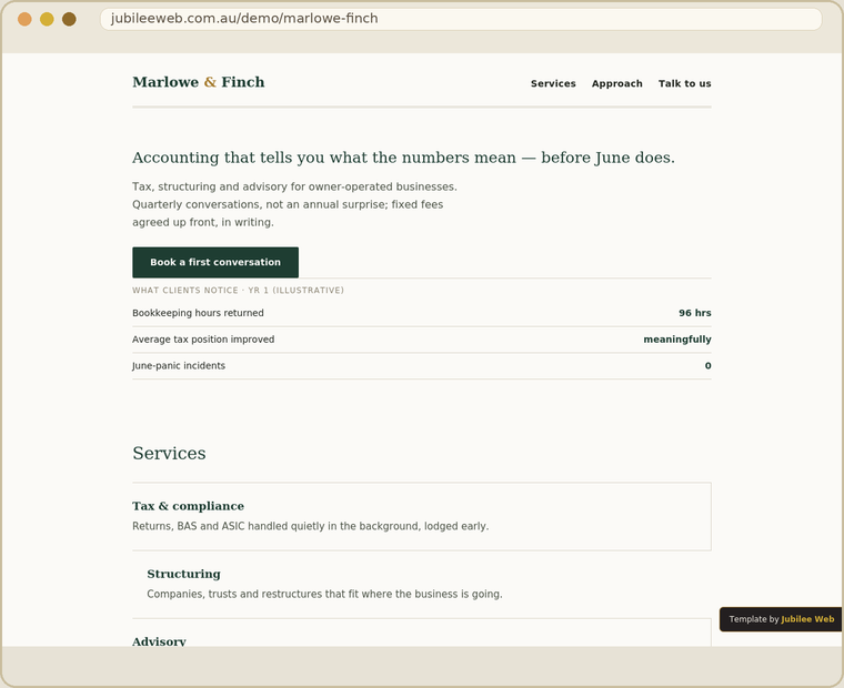 Marlowe & Finch Advisory template preview